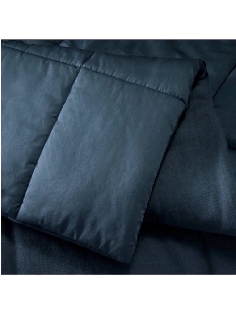 NWT Full/Queen Heavyweight Linen Blend Comforter and Sham Set Dark Mineral Blue